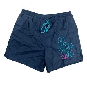 Vintage Umbro Men’s Shorts Dark Blue/Light Blue In Size Large